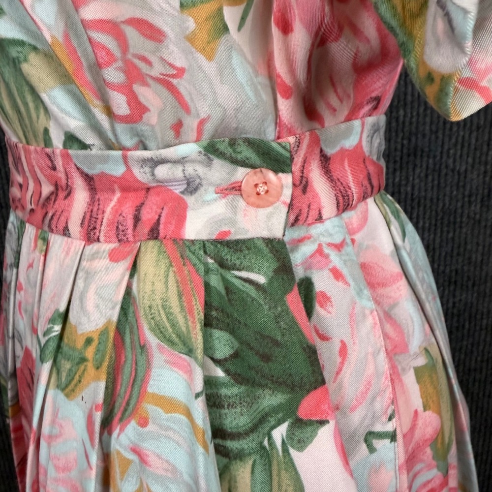 Vintage 1970s Floral 2 Piece Skirt Blouse Set 26" Waist Pastel Cottage Retro - Picture 10 of 16